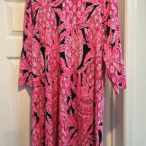 Lilly Pulitzer Pink and Black Long Sleeve Dress SZ XL